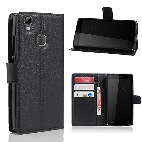 avidet DOOGEE X5  Max Pro m  vil       Alta calidad PU Funda de piel estilo libro with Kickstand Card Holder Para DOOGEE X5  Max Pro negro negro