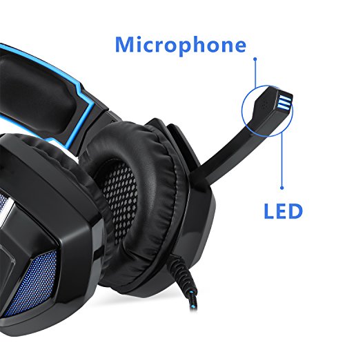 EasySMX Cascos Gaming  K5 Gaming Headset con Drivers Neodimio 40mm  Auriculares PS4 con 3 5mm Audio Jack y Micr  fono Oculto  Compatible con PC  PS4 Negro Azul 