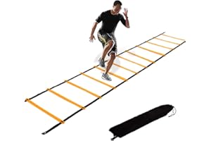 KIKILIVE Échelle de Rythme Entrainement de Football Échelle d'agilité 6m Ensemble d'entrainement Échelle de Vitesse échelle d'entraînement de Football de Coordination avec Sac
