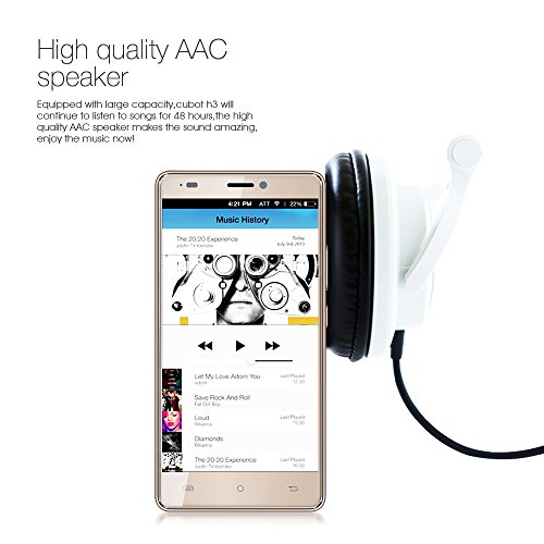 Cubot H3 4G Smartphone LTE Ohne Vertrag mit 6000mAh Super Akku,OTG Funktion,Fingerabdruck-Scanner,Dual RÃ¼ckkamera Dual SIM,Android 7.0,3GB RAM+32GM ROM,ACC Lautsprecher,Bluetooth 4.0/GPS/WiFi (Gold)