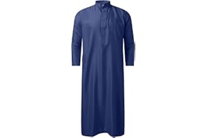 KAMEIMEI Muslimische Robe Herren Einfarbig muslimisches Kleid Islamischen Dubai Männer-Muslimische Kleider Ethnische Maxikleid Ramadan Roben Taiji Kleidung