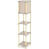 FIXWOOD Raflı Lambader 22x24x137 cm &ndash; Doğal Ahşap 3 Katlı Depolama, Sıcak Işık, Modern Minimal Tasarım, Kolay Montaj