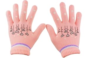Eastlion Guantes de lana para niños, cálidos, con cinco dedos, Rosa., Talla única