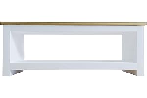 Marchio Amazon - Movian Rettangolare Tavolino da Caffè con ripiano, 105 x 47 x 40.5 cm, Bianco