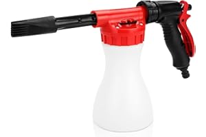 Trintion Wash Foam Cannon 900ml Snow Foam Gun Bottle Sprayer Adjustable Car Cleaning Spray Tool Hose Pipe Sprayer for Home Garden Wash (Red)