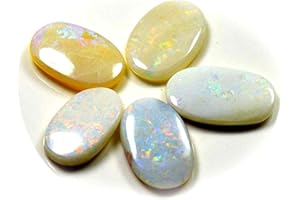 JewelryOnClick Natural Australia Fire Opal Total 15 Carat 5 Pcs Loose Stone Lot Oval for Jewelry Making