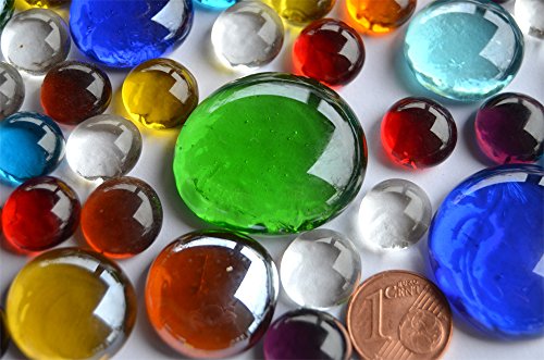 176g bunte Glasnuggets in 3 versch. Größen 1-3 cm Deko Mosaiksteine ca.66 St. - 6