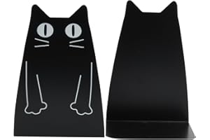 EMPEROCH 1 para antypoślizgowych metalowych końcówek do książek, kot, metalowa podpórka do książek, duża, wytrzymała podpórka na książki, uchwyt w kształcie kota, do szkoły, biblioteki, regału, domu, biura, 1