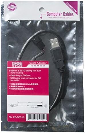 Shiny Hardware LimitedEvercool EC-DF016 50cm USB to 3 pin (2 wire) internal fan adaptor (see desc)