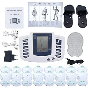 AGAM Tens Electrical Nerve Stimulation Physiotherapy Pulse Digital Massage Machine For Body Pain Relief Management with 16 Pads and slippers Massager