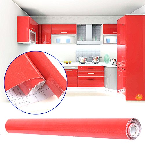 Rot Moebelfolie Klebefolie 5M x 61cm Schrankfolie Kueche Moebel Bad Dekofolie Klebe Folie Kuechenfolie Bastelfolie Selbstklebefolie Plotterfolie - 2