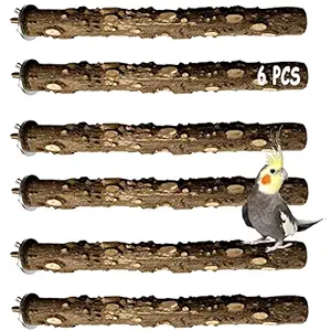 Hamiledyi Bird Perch Bird Stand Wood Parrot Branch Platform Toys Natural Prickly Stick Playground Paw Grinding Cage Accessories for Conures Macaws Finches Cockatiel Lovebirds Small Medium Birds 6PCS