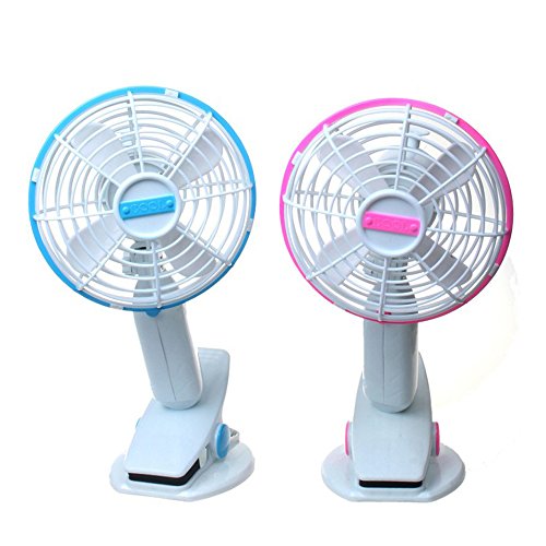 Japace® Multifunctional Portable Mini Clip Fan for Baby Stroller Baby Cots Playpens Desks In the car Table Desk Clip-on With USB Cable Built-in lithium battery(Random Colour)