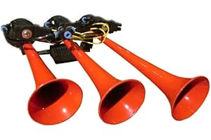 GENERIC BABY SHARK Musical Air Horn 125dB 12V Red Set for Car Van Truck Bus TGV 12 Different Melodies (1x12VBHA00912V)