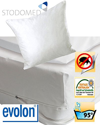 STODOMED EVOLON Kopfkissenschoner für Hausstaubmilben Allergiker Encasing Milbenkotdicht 80 x 80 cm atmungsaktiv Faserstruktur aus Mikrofilamenten