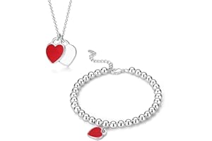 XIWCAFC Set di Gioielli da Donna Cuore Parure Gioielli Set Placcato Argento 925 Set di Collana e Bracciale Prevenire l'allergia Parure di Gioielli da Sposa Amante Gioielli