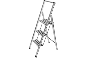 ‎WENKO DIE BESSERE IDEE WENKO Alu-Design Klapptrittleiter 3-stufig inklusive Leiternhalter