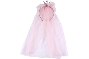 PRETYZOOM Erstkommunion Schleier Stirnband Kronenform Diamant Kopfbedeckung Schleier Mädchen Haar Reifen Party Schleier für Hochzeit Geburtstagsfeier (Rosa)