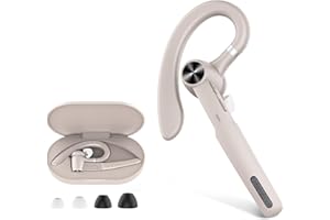 Vonztek Bluetooth Earpiece, Bluetooth Headset with Mic Noise Canceling, 400mAh Charging Case, V5.1 Wireless Headphones for Work/Business/Office/Driving, Hands Free Earpiece for Phone