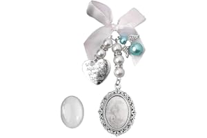 gulang-keng Wedding Bouquet Charm Lace Oval Bridal Bouquet Angel Charm Memorial Photo Charm You Are Always on My Heart Charm photo frame holder