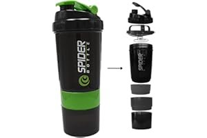 GENERISCH Protein Eiweiß Shaker mit Pulverfach Becher 500ml Hand erstklassige Mischfunktion inkl. Infusion Sieb garantiert auslaufsicher BPA frei| bester Gymshaker für Fitness, Grün