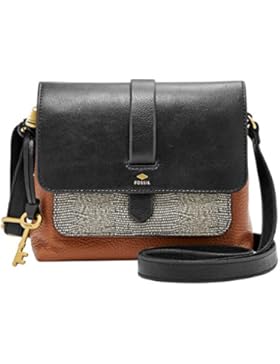 Fossil Kinley Small Crossbody Braun Schwarz Damen Handtasche Tasche Schultertasche Leder Umhänge Taschen ZB7377...