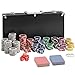 Produktbild TecTake Pokerkoffer Pokerset mit Pokerchips Laser Chips im Alu Koffer | inkl. 2 Kartendecks + 5 Würfel + 1 Dealer Button | diverse Modelle (300 Teile | Schwarz | Nr. 402558)