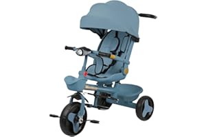 HUOLE Tricycle Enfant Jeux Jouet Sport extérieur-4 en 1 Tricycle pour Enfants 2-4 Ans, vélo d’équilibre pour Tout-Petits avec poignée de poussée,100 * 75 * 50cm-Bleu