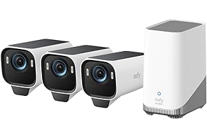 eufyCam S3 Pro zestaw 2 kamer, kamera zewnętrzna zasilana energią słoneczną, wizja nocna MaxColor, kamera bezpieczeństwa 4K z panelem słonecznym, Forever Power 2.0 (3 -Cam kit)