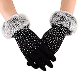 Cebbay Femme Gants Chauffants d'hiver Charme Mode Coton Plein-Doigt Gants à écran Tactile avec pour Filles Randonnée Sports Coupe-Vent Gloves Liquidation