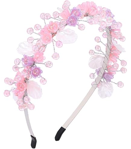 IYOU Fascia Per Capelli Bambina Con Fiore Rosa – Cerchietto Floreale Per Comunione E Compleanno – Accessorio Principessa