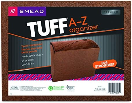 SmeadTUFF® Expanding File, Alphabetic (A-Z), 21 Pockets, Letter Size, Redrope-Printed Stock (70425)