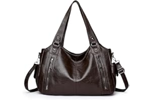 GSenhui Handbag Vintage Women's City Bag Slouchy Tote Bag Large Shoulder Bag PU Leather Plain Bag Punk Style Shoulder Bag Woman for Travel Black