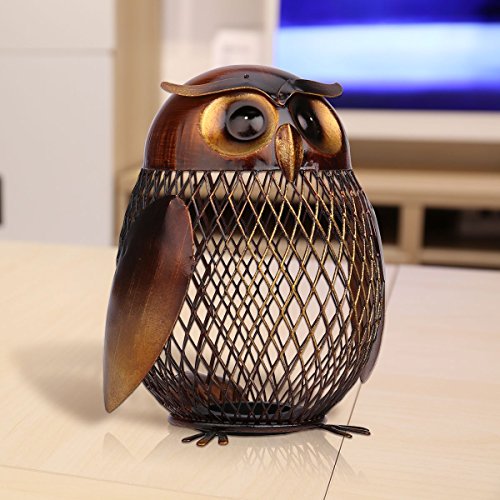 Tooarts Eule Spardose Deko Skulptur Dekofigur aus Metall zum Dekorieren - 2