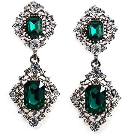 Dana Carrie European and American fashion personality girl, exaggerating the green gemstone Alloy Inlay diamond earrings ear fall