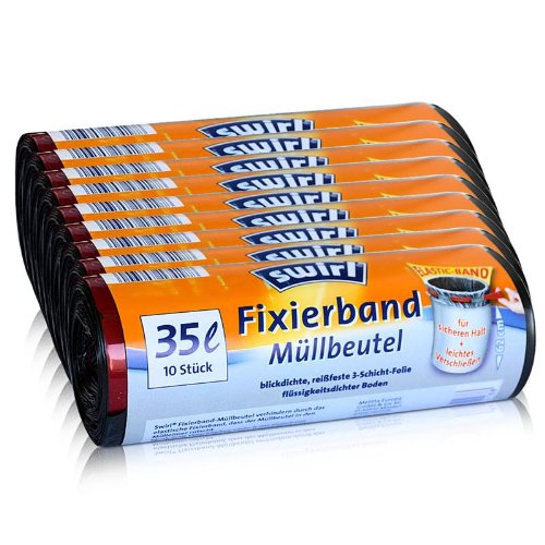 Preisvergleich Produktbild 9x Swirl Fixierband Müllbeutel 35L ( 10 stk. / Rolle )