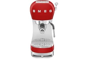 Smeg, Macchina da Caffè Espresso Manuale ECF02RDEU, Sistema Thermoblock e Lancia a Vapore, 4 Funzioni Espresso, Vassoio Removibile, Portafiltro, Serbatoio Acqua 1 L, Dimensioni Compatte, 1350W, Rosso