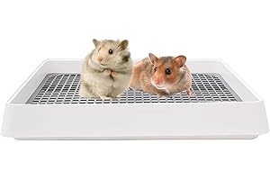 MENAYODA Lettiera extra grande per conigli, vassoio da allenamento, per gatti, con griglia e copriwater per conigli, porcellini d'India, ratti, cincillà, lillà, gel, criceti (S)