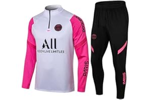 JIEAGY Parigi Jersey Tuta di Formazione A Maniche Lunghe Giacca Primavera e Autunno Giacca Tuta Calcio Uniforme Personalizzato PSG Uomini Donna(s-Small,White Rose)