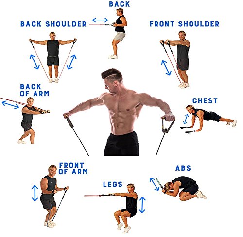 CUXUS Resistance Bands Widerstandsband Set- 5 Widerstandsbänder aus Latex, Griffe,Türanker & Fußschlaufen- Gymnastikband Trainingsbänder Fitnessbänder Expander für Ganz-Körper-Workout Yoga Pilates - 7