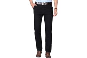 Kuson Pantalon Homme Anti-Rides 100% Coton Taille Normale Tube Droite Décontracté