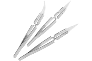 Bestgle 3 Pack Précision Pince à Épiler Antistatique Brucelles Inversée en Céramique Ensemble de Pincettes Non-Conductrices, Résistantes à la Chaleur pour Pincer Bobines Pendant le Tir