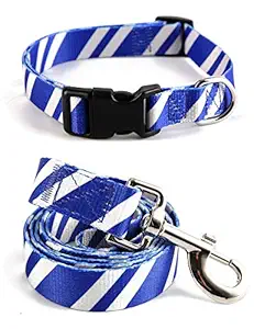 Coomour 2PCS Dog Collar Pet Cat Puppy Wizard School Printing Adjustable Collars with Funny Leash for Pets Dogs Cats Small Medium Large (Blue,Medium)