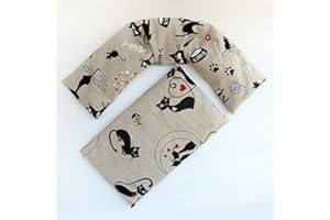 Erboristeria Vita Coppia Cuscini cervicale Scaldacollo con noccioli di Ciliegia (950gr. - 58x12x5cm) - (650gr. - 32x19x2cm) con Gatti. - Terapia Caldo Freddo. Prodotto in Emilia Romagna