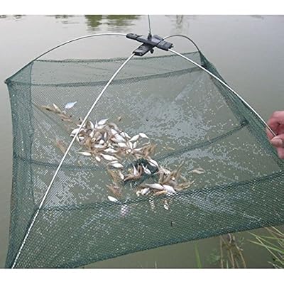 Favolook Filet de pêche pliable, Piège à Fonte Dip Net Petit Poisson crevettes Crawfish Crabe appâts Cast en maille Cage