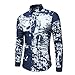 Produktbild Herren Hemd,Sannysis Männer Freizeithemd Herren Hemd Slim Fit Gedruckt Langarmshirt Freizeit Business Party Shirt (XL, Blau)