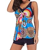 MRURIC☀ bademode Damen Bikini Damen Set rot Plus Size Print Tankini Badeanzug Beachwear Gepolsterte Badebekleidung Beachwear Tankini Badeanzüge für Frauen Zweiteilig Strandmode Swimsuit