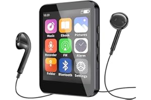EVISTR 64G MP3 Player with Bluetooth 5.0-2.4IN Full Touchscreen, Portable HiFi Lossless Sound Music Player, Built-in Speaker, E-Book, FM Radio, Voice Recorder, Headphones Included