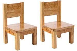Pioupiou et Merveilles - Lot de 2 chaises - Couleur Bois Naturel - pour Les Enfants Entre 1 et 4 Ans - Bois très résistant - Confortable - Assisse 18 cm - Adapté aux Tout Petits - 16358