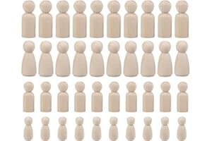 FOROREH 50er Holzfiguren zum Bemalen Figuren Kleine Puppen Dekoration, 35-65mm Unvollendete Holz Holzpuppen, DIY Holzkegel zum Bemalen für Hochzeit Geburtstag Basteln Deko